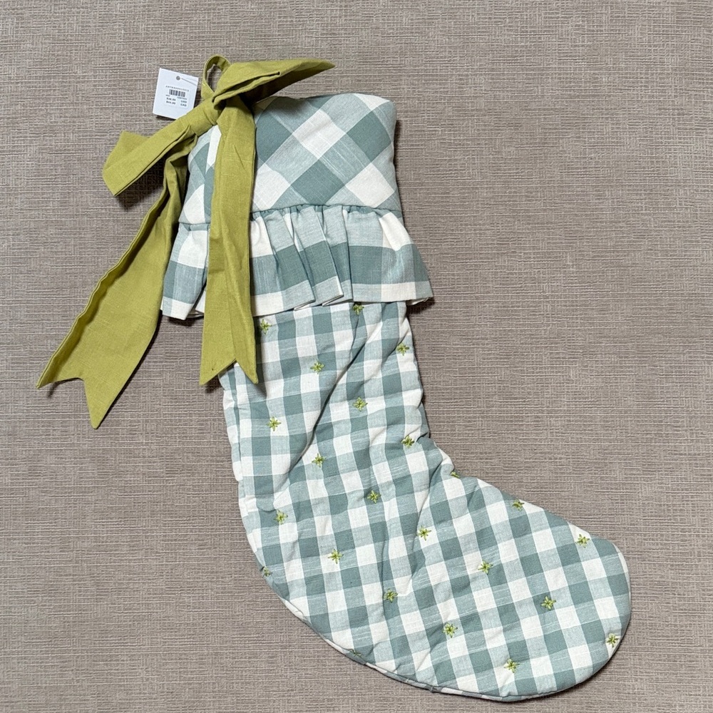 Anthropologie Gingham Bow Stocking